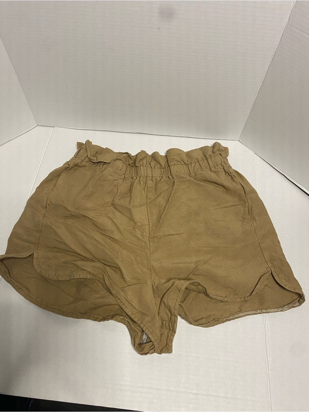 Express High-Waist Paperbag Shorts — Tan